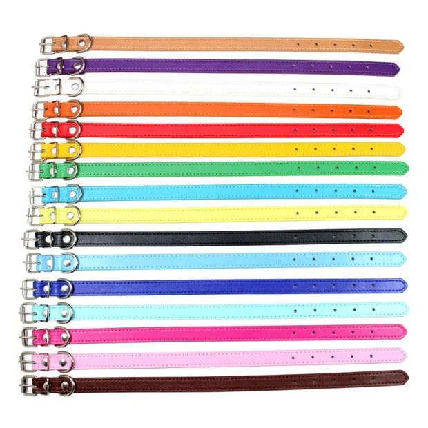 Adjustable Soft PU Colorful Leather Strap Cat Collar
