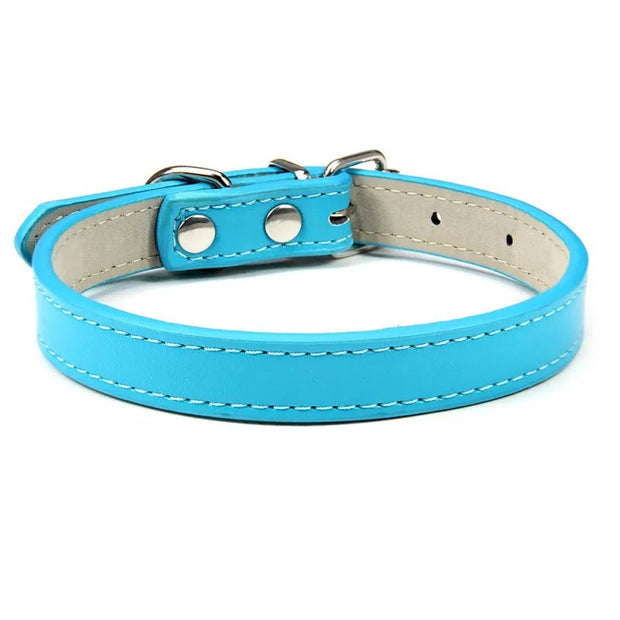 Adjustable Soft PU Colorful Leather Strap Cat Collar
