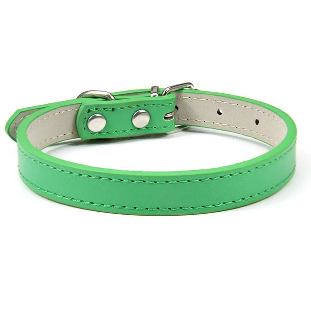 Adjustable Soft PU Colorful Leather Strap Cat Collar