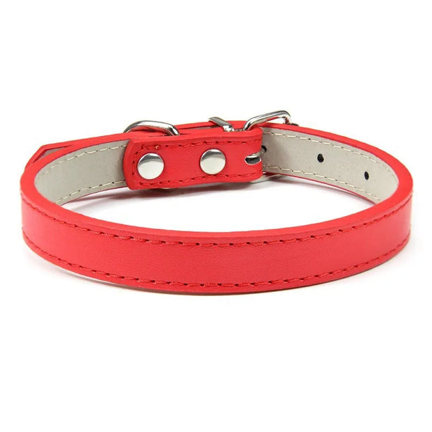 Adjustable Soft PU Colorful Leather Strap Cat Collar