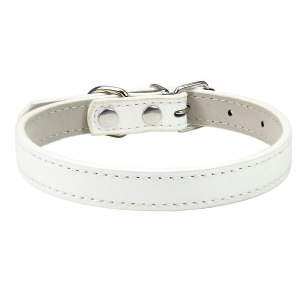 Adjustable Soft PU Colorful Leather Strap Cat Collar