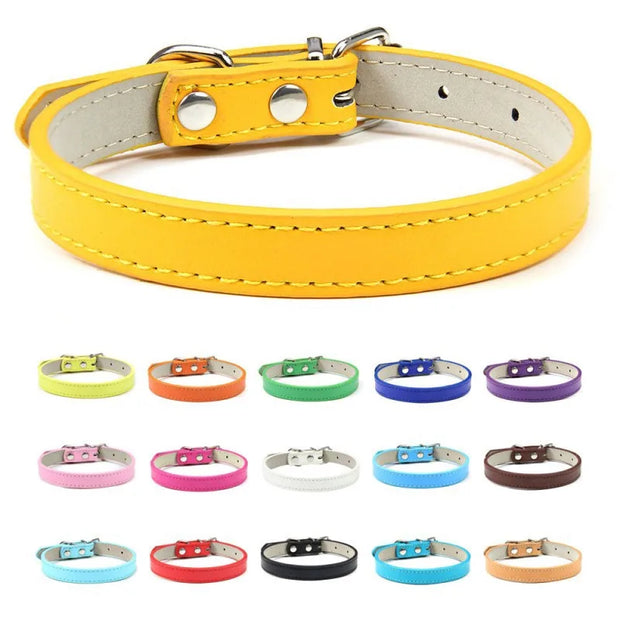 Adjustable Soft PU Colorful Leather Strap Cat Collar
