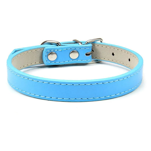 Adjustable Soft PU Colorful Leather Strap Cat Collar