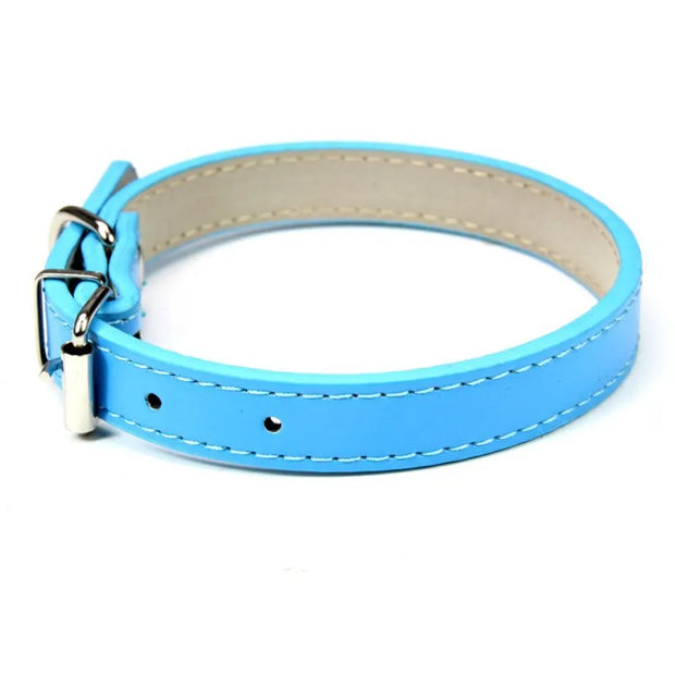 Adjustable Soft PU Colorful Leather Strap Cat Collar
