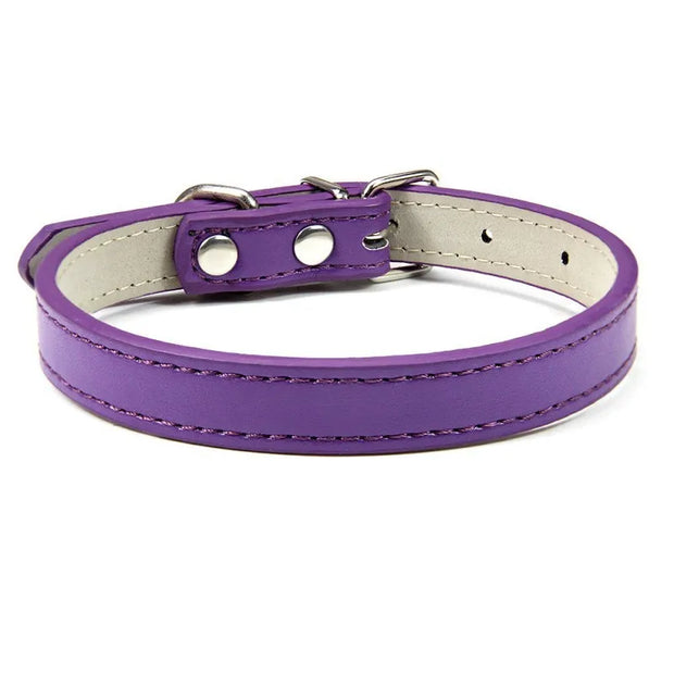 Adjustable Soft PU Colorful Leather Strap Cat Collar