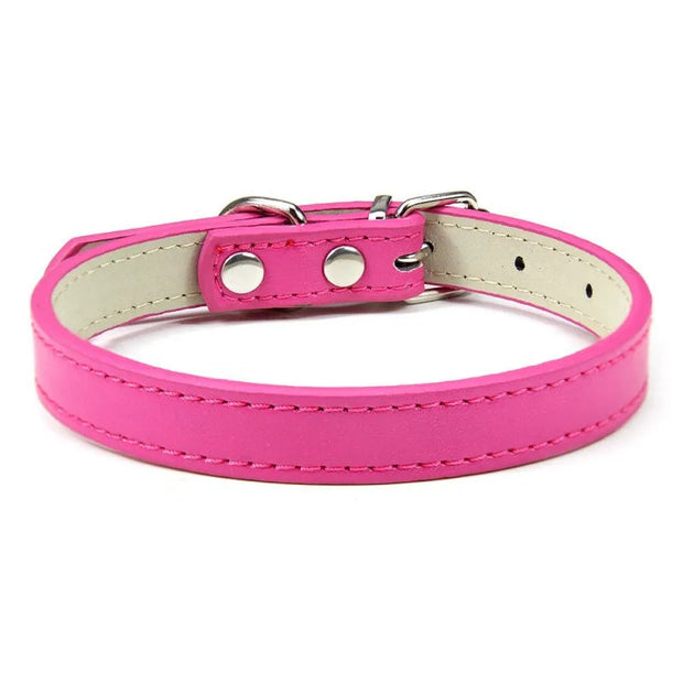 Adjustable Soft PU Colorful Leather Strap Cat Collar