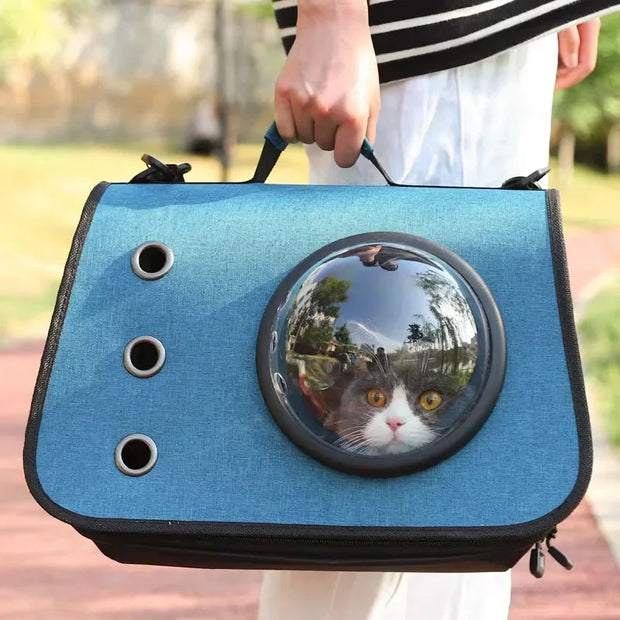 Transparent Cat Backpack Foldable & Breathable Pet Travel Carrier Bag