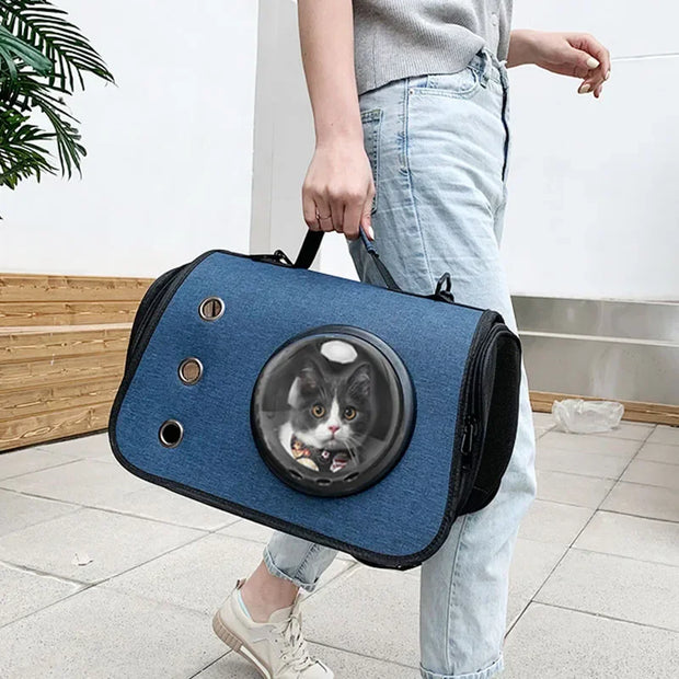 Transparent Cat Backpack Foldable & Breathable Pet Travel Carrier Bag
