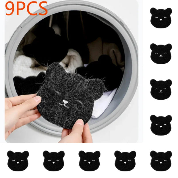 9PCS Bear-Shaped Pet Reusable Lint Catchers Hair Remover Laundry Balls