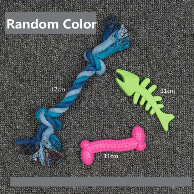 Dog Squeaky Plush, Chew Rope & Ball Toys set