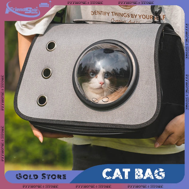 Transparent Cat Backpack Foldable & Breathable Pet Travel Carrier Bag
