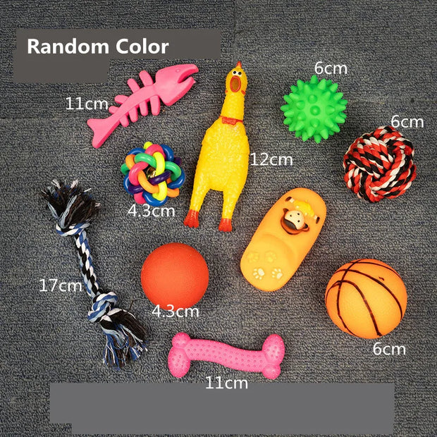 Dog Squeaky Plush, Chew Rope & Ball Toys set