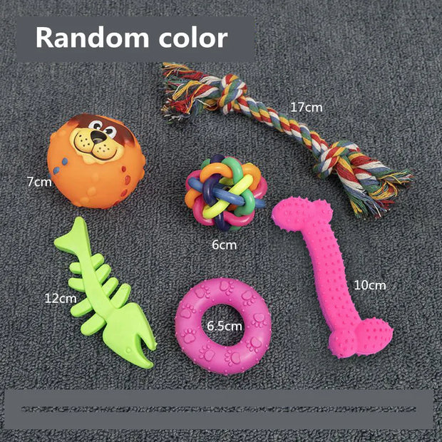 Dog Squeaky Plush, Chew Rope & Ball Toys set
