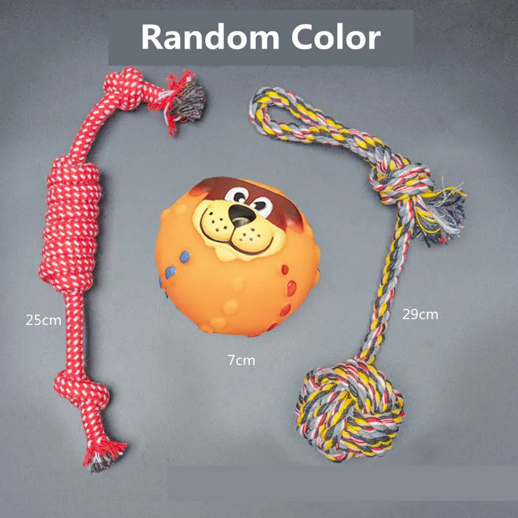 Dog Toy Set – Plush, Rope & Ball