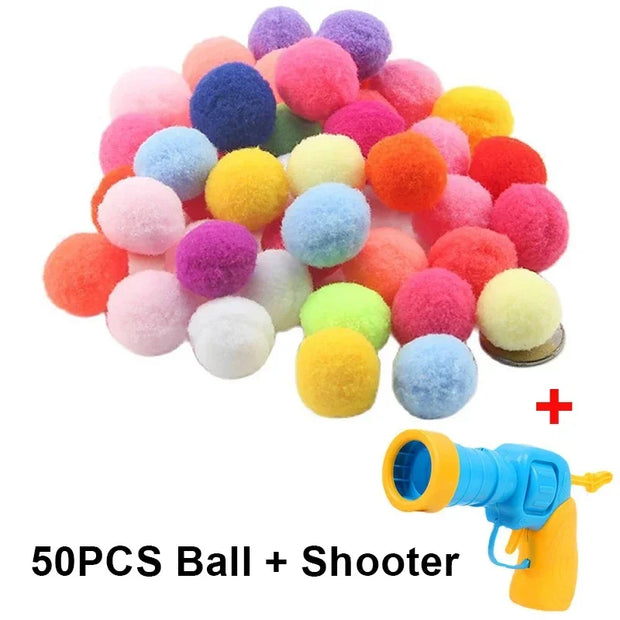 Interactive Cat Plush Ball Shooting Game Toy Launcher