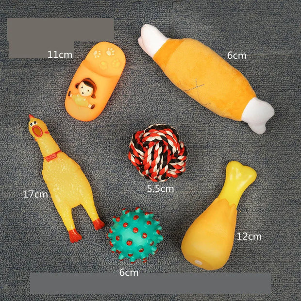 Dog Squeaky Plush, Chew Rope & Ball Toys set