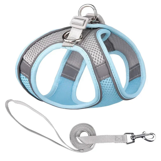 Breathable Adjustable Outdoor Walking Mesh Dog Harness Vest Set