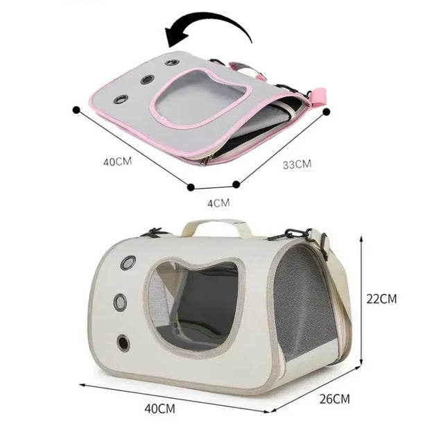 Foldable Soft-Sided Travel Backpack Portable Pet Carrier Bag