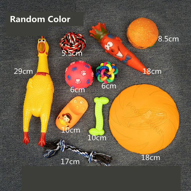 Dog Squeaky Plush, Chew Rope & Ball Toys set