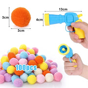 Interactive Cat Plush Ball Shooting Game Toy Launcher