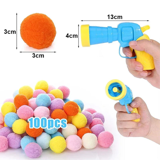 Interactive Cat Plush Ball Shooting Game Toy Launcher